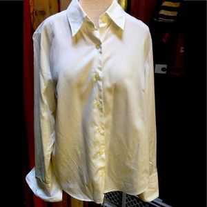Great white cotton pique blouse, Eddie Bauer.